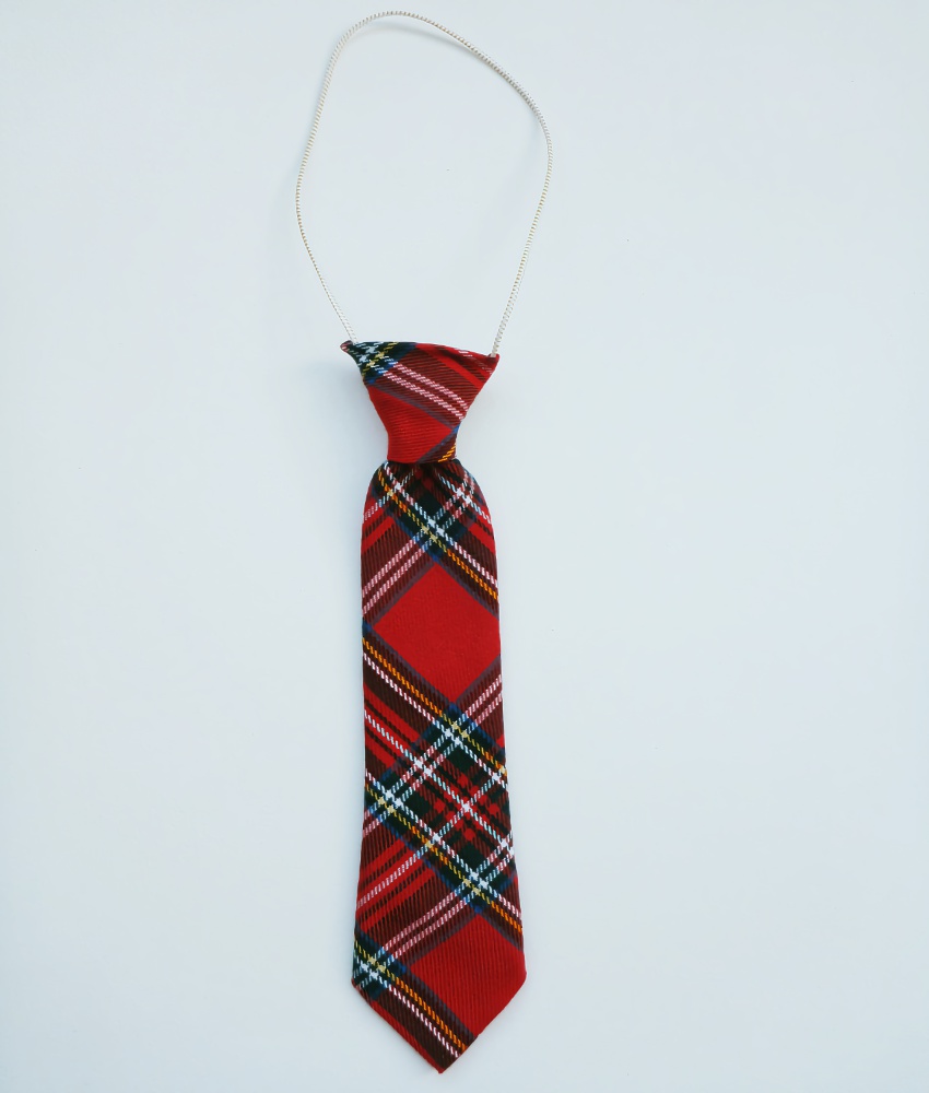 Junior Elastic Red Tartan Tie