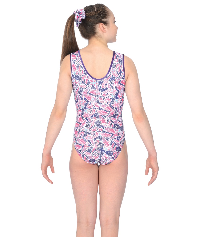Halley All-Over Star Print Foil Sleeveless Leotard