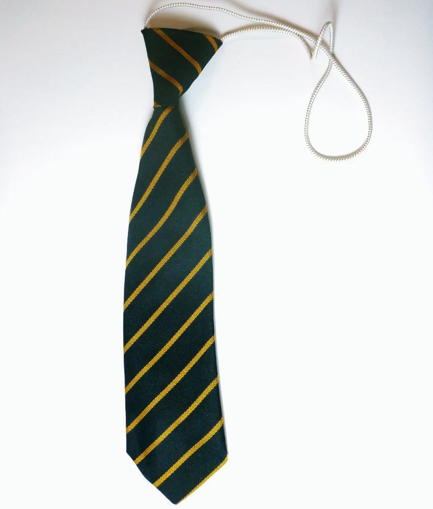 Junior Elastic Black/Gold Thin Stripe Tie