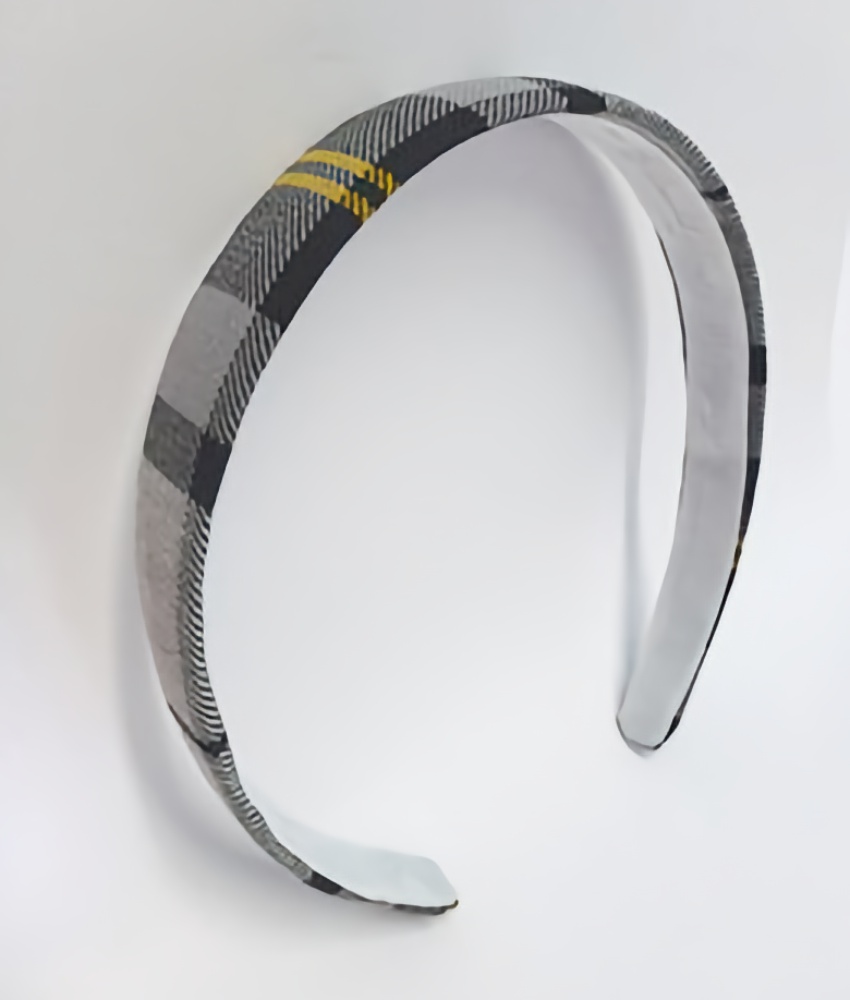 Yellow/Grey Tartan Wide Plain Hairband