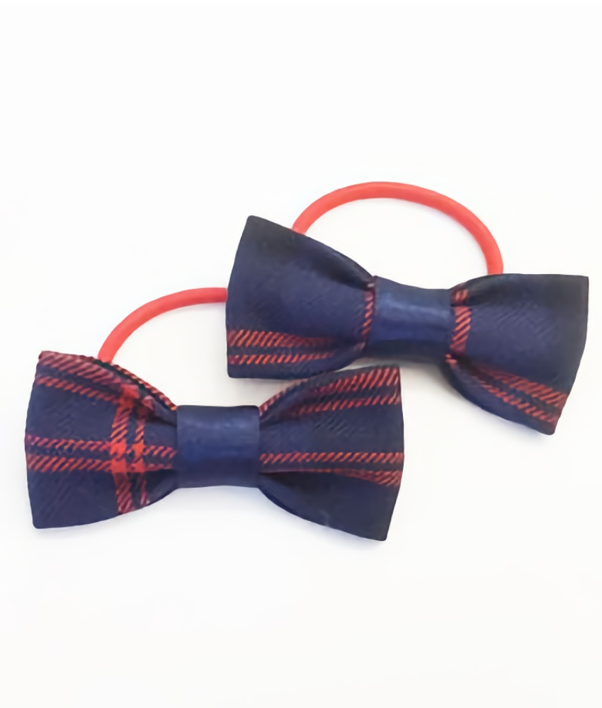 Navy/Red Tartan Pigtail Bow Bobbles (2 Pack)