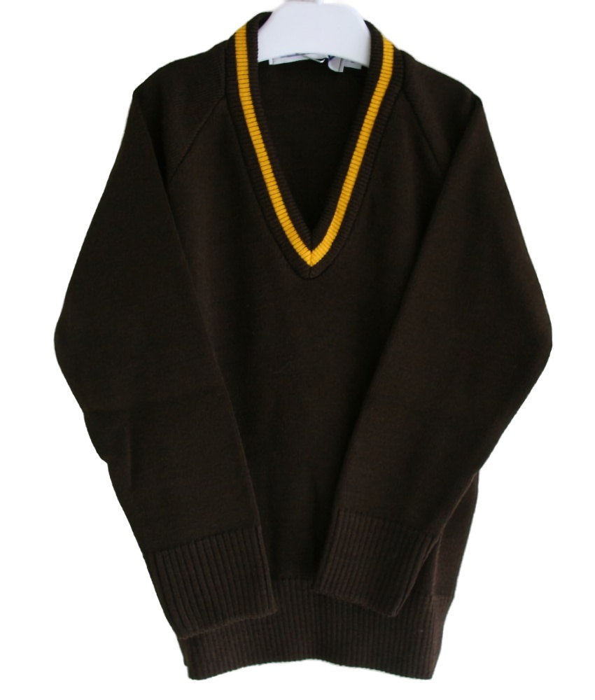 Bespoke V Neck Sweater in Brown and Amber