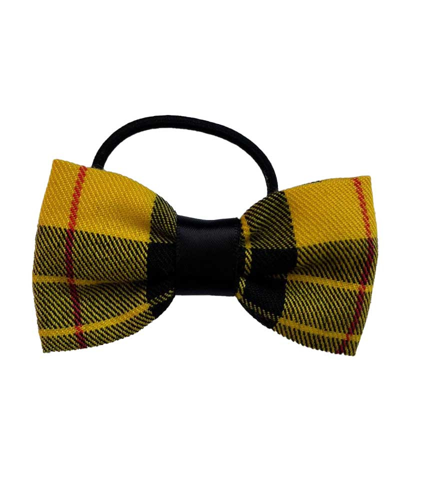 Macleod Yellow and Black Tartan Ponytail Bow Bobble